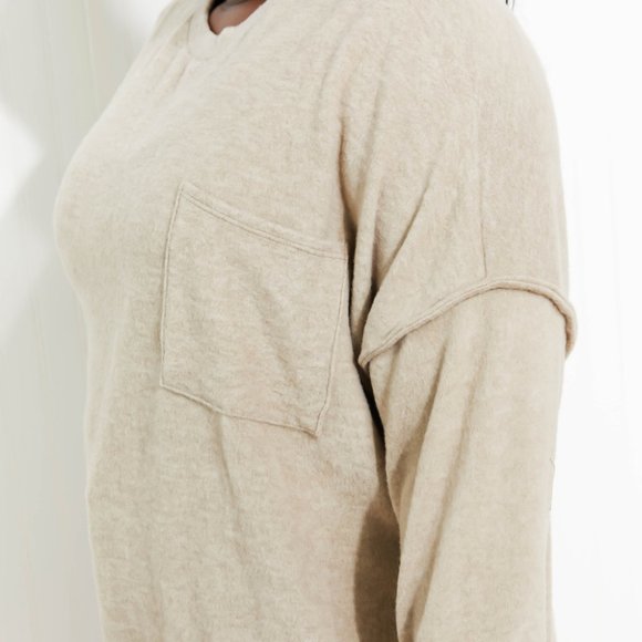 Zenana Home for the Weekend Full Size Brushed Melange Sweater - Picture 4 of 10